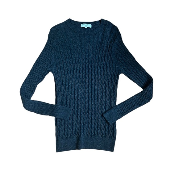Scott & Scott London Wool & Cashmere-Blend Crewneck Sweater Size L Cable Knit - Picture 3 of 8